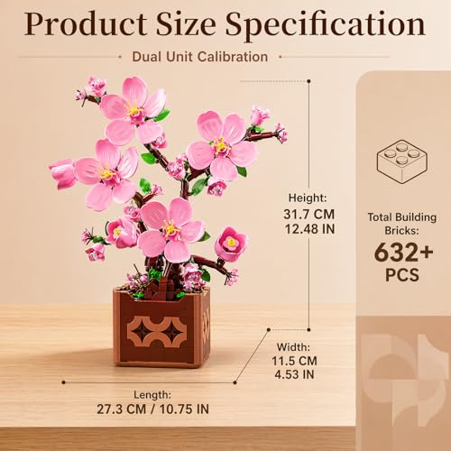 Botanicals Peach Blossom Artificial Flowers Building Set - color: Cherry Blossom Pink