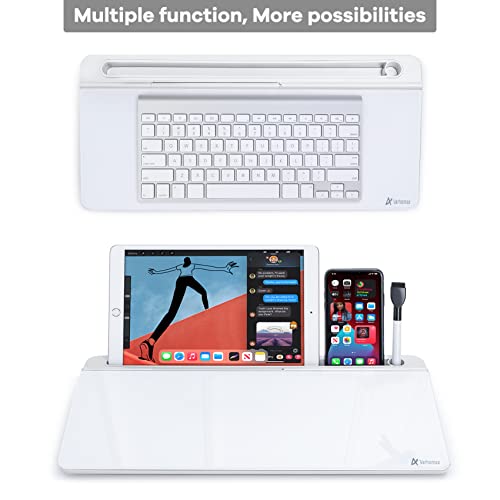 Varhomax Glass Desk Whiteboard with Storage, Desktop Organizer - color: B-white
