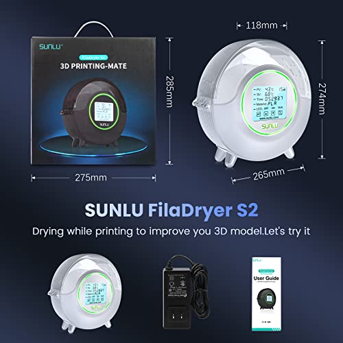 SUNLU Official Filament Dryer S2, for PLA PETG ABS Filament, White - color: S2 White Filament Dryer