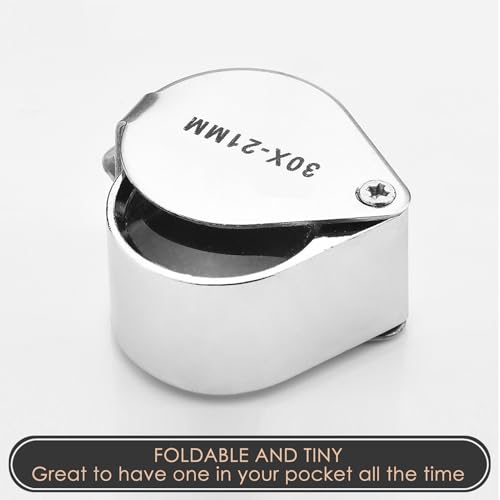 KINGMAS Foldable Jewelry Loupe 30x 21mm Jewelers Magnifying Glass