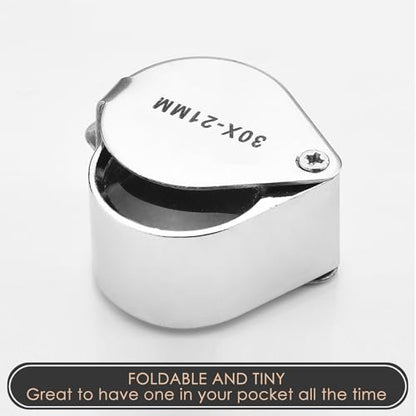 KINGMAS Foldable Jewelry Loupe 30x 21mm Jewelers Magnifying Glass