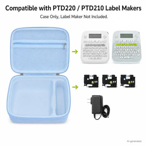 GWCASE Hard Label Maker Case for Brother P-Touch PT-D220/PT-D210, Case Only - color: Light Blue