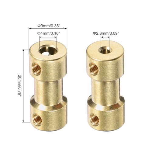MECCANIXITY 6pcs 2.3mm to 4mm Brass Shaft Coupling Joint Connector with Screws and Hex Wrench Flexible Motor Shaft Coupler for Car Wheels Tires Shaft Motor - size: 2.3mm to 4mm