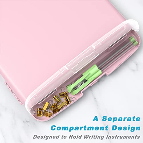 Rimilak Clipboard with Storage, 8.5 x 11'' High Capacity Clip Board, Pink - color: Pink