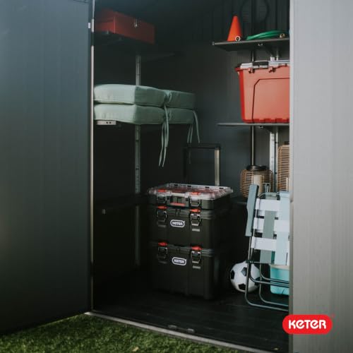 Keter Stack N Rolling Tool Box Modular Storage System 3 Piece - color: Black/Red, size: 3PC System