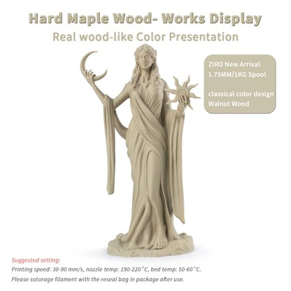 ZIRO 1.75mm PLA Filament, Contain Real Wood Flour, 2.2lbs Hard Maple Wood - color: Hard Maple Wood