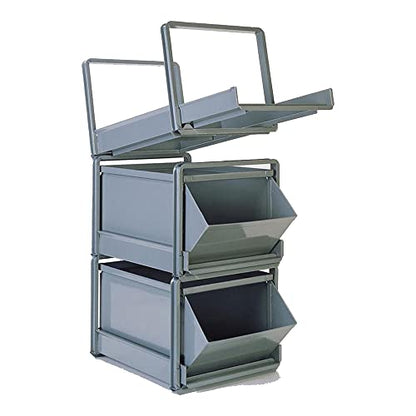 1-4RR Stack Rack 16 Gauge Steel Roller Bearing Stack Rack Pre-Configured Stackbin Unit, No 4, Gray, 16-7/8" Length, 12-3/8" Width, 10-1/8" Height