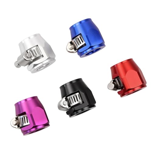 Aluminum Hose End Finisher Clamp, Universal Fit, Red Chrome Finish, 4pcs Set for Stainless Steel and Rubber Hoses, Model (Purple, 8AN) - color: Purple, size: 8AN