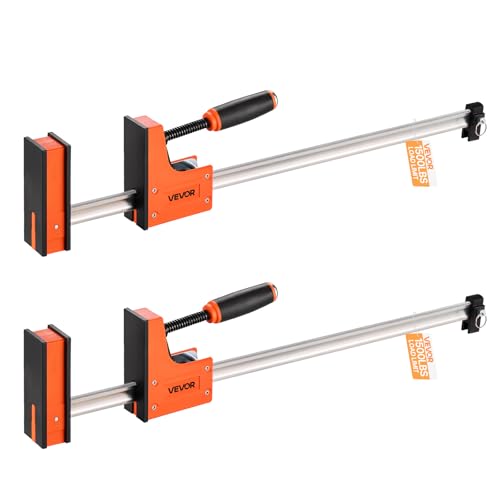VEVOR Bar Clamps for Woodworking, 2-Pack 24 inch Parallel Clamp Set, F-Clamp with 1500 lbs Load Limit, Even Pressure, High-strength Plastic and Carbon Steel, for Woodworking Metal Working, Orange - size: 24"(2 Pack), style: Heavy-Duty