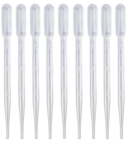 100PCS 3ML Plastic Transfer Pipettes,Disposable Graduated Transfer Pipettes Dropper for Essential Oil Mixture, Scientific Experiment, Make up Tool，Home Use, Science Class, Lab Experiments, DIY Art
