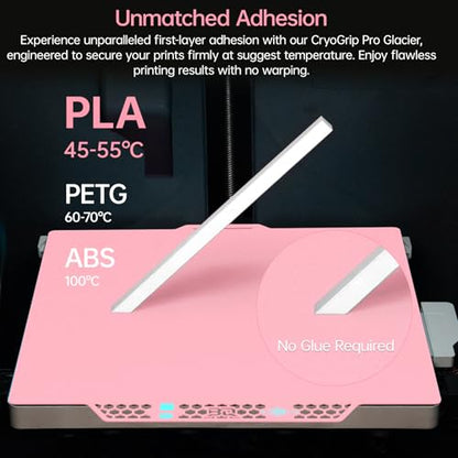 BIQU CryoGrip Pro Glacier Plate for Bambu-Lab X2D,P2S,P1P,P1S,X1C,X1E,A1 - color: Glacier Pink, size: X2D/P2S/P1/X1/A1