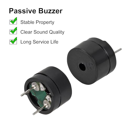 10PCS 12MMx8.5MM Passive Buzzer 12085 42R Resistance 3V-12V Common Use Mini Piezo Buzzers Kit 2 Terminals Active Electronic Alarm Long Continuous Beep Tone Alarm Ringer for Arduino - color: 10pcs 12MMx8.5MM