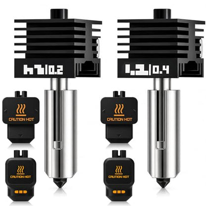 2Pcs P2S Hotend with 0.2/0.4mm Bambu Lab P2S/H2D/H2S/H2C Hardened Steel Nozzle, Quick Swap Precision 3D Printer Extruder Hot End Kit with 4 Silicone Cover Socks - size: 2PK 0.2/0.4mm