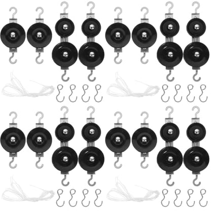 Zerodeko Physics Experiment Pulley Kit for Middle School Students 8 Double and 8 Single Pulleys with Straps Hooks in Storage Case Mechanics Teaching Tools for Hands-on Learning