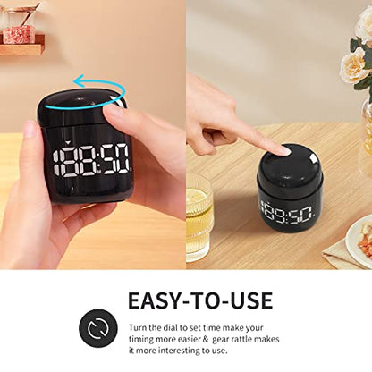 Kitchen Timer, 360 Rotate, Countup/Countdown, LED, Volume - color: Black