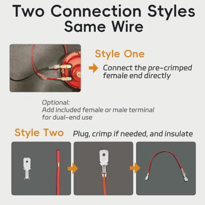 Speaker Wire Connector Kit 20PCS 18AWG Pre-Crimped Female Spade Wire - size: 6.3mm