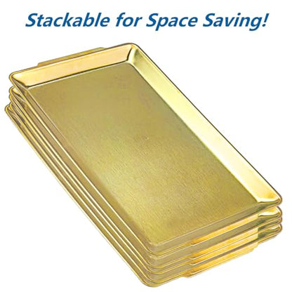 SANQIAHOME 15.8" x 9.5" Gold Serving Trays Set of 2, Stainless Steel - color: Gold-15.8" X 9.5"