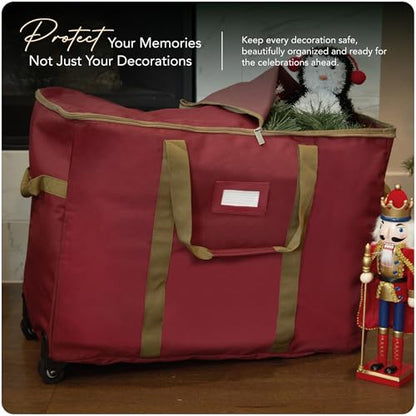 Covermates Rolling Treasurekeeper Storage Bag, 19.25"W x 13"D x 18.5"H, Red - color: Red Heavy Duty Polyester, size: 19.25W x 13D x 18.5H - With Wheels