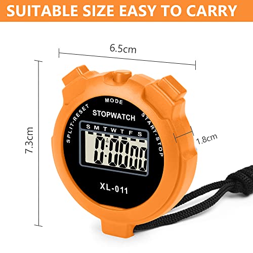 Vicloon Digital Simple Stopwatch - Large Display, Single Lap Split, 12/24 Hour Clock Alarm Date for Coaches, Kids' Training, Swimming, Running (Orange) - color: Orange