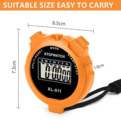 Vicloon Digital Simple Stopwatch - Large Display, Single Lap Split, 12/24 Hour Clock Alarm Date for Coaches, Kids' Training, Swimming, Running (Orange) - color: Orange