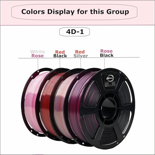 Shiny Dual Color Silk PLA 4KG 1.75mm 3D Printer Filament 4D-1 - color: Pla-( 1kg*4 Dual Shiny Whiterose+redblack+redsilver+ Roseblack)