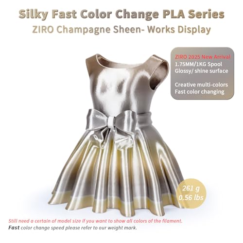 ZIRO Shine PLA Filament, 1.75mm 1kg Fit Most FDM Printer, Champagne Sheen - color: Champagne Sheen