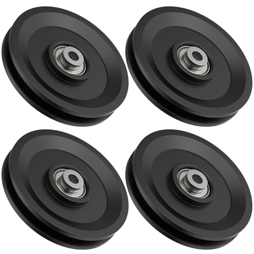 4.5" Universal Nylon Bearing Pulley Wheel Replacement - color: Black-4 Pack