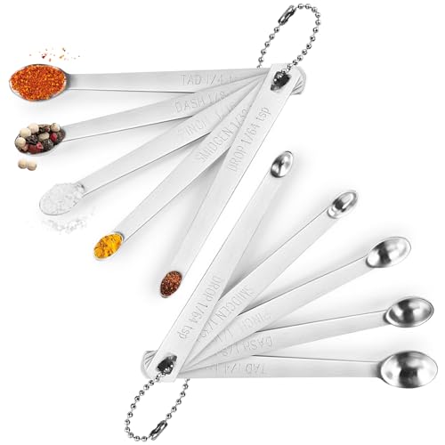 Mini Measuring Spoons Set 10pcs, Drop, Smidgen, Pinch, Dash, Tad - color: E: Metal Silver 10pcs