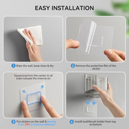 3 Slots Detachable Toothbrush Holders Wall Mounted for Bathrooms - color: Grey*2