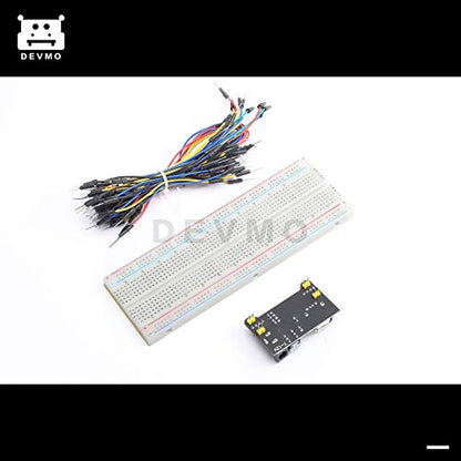 DEVMO 400/830 MB102 Point Breadboard 1660 Power Supply Module Tie Points Solderless Jumper Cables Jump Wire Compatible with Ar-duino
