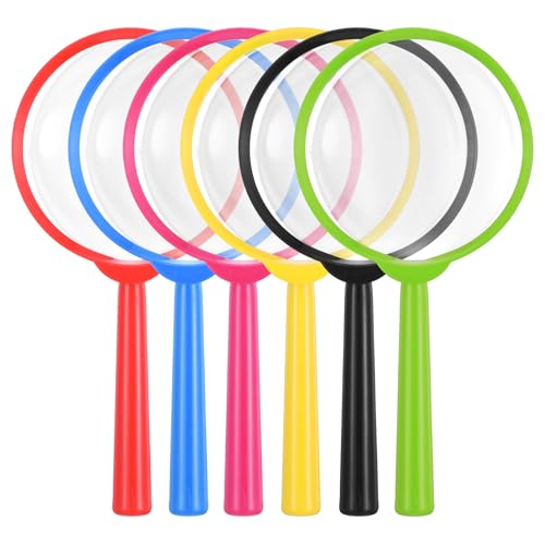 6 Pcs Mini Magnifying Glass 5X Colorful Magnifier Plastic Hand Lens