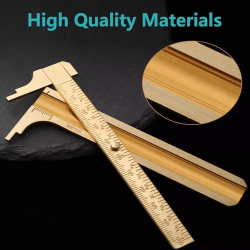 Pocket Caliper, 100mm Double Scale Sliding Gauge Brass Vernier Caliper Tool Handy Pocket Ruler - MM Measuring Tool Metal Caliper Measuring Tool Mini Caliper for Measuring Bead Wire Jewelry Rings 1PCS