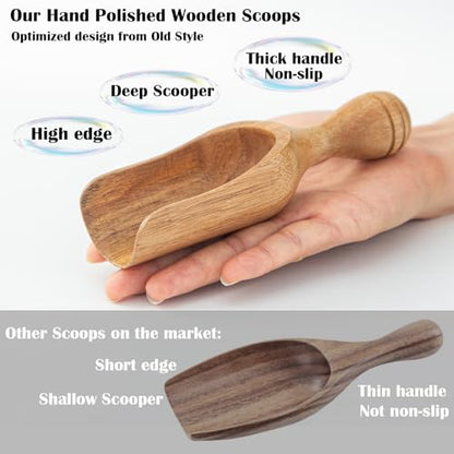 Big Coffee Scoops Shovel,Large Ground Coffee Scoop 2PCS Large Wooden Scoops for Jars 5.9″ Acacia Measuring Spoons for Coffee, Kitchen Scoop for Tea,Coffee, Powder, Bath Salts,Laundry -Multifunctional - color: 5.9″ Large 2pcs