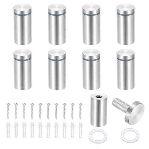 PATIKIL 1x2" Standoff Screws, 8 Pack Stainless Steel Stand Off Wall Mounts Wall Sign Mounting Hardware Advertising Standoff Nail for Hanging Acrylic Signs Picture Frame, Silver - size: 1x2"
