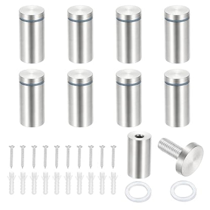 PATIKIL 1x2" Standoff Screws, 8 Pack Stainless Steel Stand Off Wall Mounts Wall Sign Mounting Hardware Advertising Standoff Nail for Hanging Acrylic Signs Picture Frame, Silver - size: 1x2"