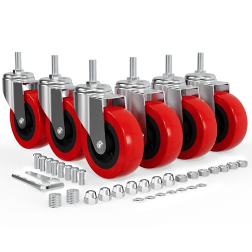 Mysit 2.5 inch Creeper Wheels M8 Threaded Swivel Caster Wheel 6 Pack - style: M8x20