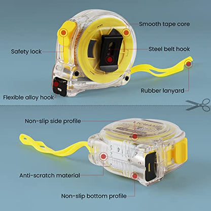 Lichamp 6 Pack 25FT/7.5M SAE/Metric Tape Measure Retractable EasyRead 1/8in