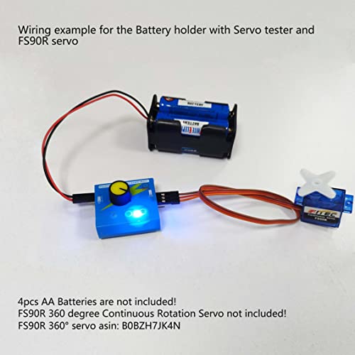 4 Cell AA Battery Holder Case with JR Connector 2P Black Red Wire + 3CH Digital Servo Tester ESC Speed Controller Checker CCPM Servo Consistency Master for Helicopter Car Boat Robot Servo