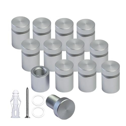 Pack of 12 Aluminum Standoff Screws Wall Sign Standoff Mounting Hardware Standoff Mounts for Acrylic Picture Frame (12, Satin Chrome, 1/2" x 1/2") - color: Satin Chrome, size: 1/2" x 1/2"