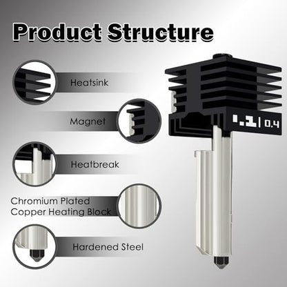 4 PCS 0.2/0.4/0.6MM P2S Hotend Kit for Bambu Lab X2D/H2D/H2S/H2C/A1/A1 Mini