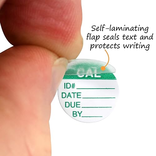 SmartSign Calibration Labels | Pack of 200, 0.75" x 0.75", Write-On Vinyl Stickers, Made in USA - color: Green on White Write-on Labels