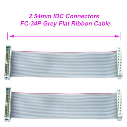 2.54mm Flat Ribbon IDC Cable Male to Female, Flat Ribbon Cable Connector 34P FC 34-Pin 30cm Length 1Pcs (TC-30cm-MF34P-1) - color: Male to Female, size: 34P