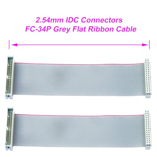 2.54mm Flat Ribbon IDC Cable Male to Female, Flat Ribbon Cable Connector 34P FC 34-Pin 30cm Length 1Pcs (TC-30cm-MF34P-1) - color: Male to Female, size: 34P