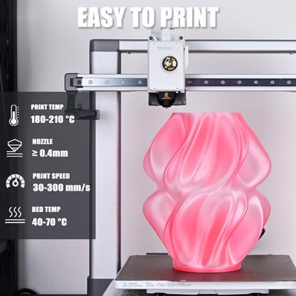 OVV3D 3D Printer Filament Transparent PLA Filament 1.75mm, Pink Green Printing, +/- 0.02 mm, Fits Most FDM 3D Printers, Translucent 3D Filament 1kg Spool - color: Translucent Pink Clear