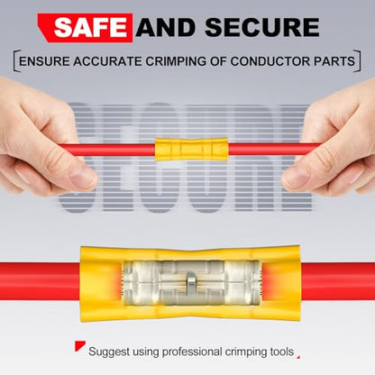 AIRIC Wire Butt Splice Connectors Kit Insulated Electrical Crimp Terminal - size: 200 PCS