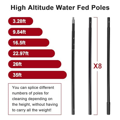 35ft Long Reach Solar Panel Cleaning Brush & Squeegee Kit, Aluminum Extendable Water Fed Pole Kit, 22in Wide Brush,Squeegee, Bendable Dusting Brush, Outdoor Window Washing Equipment Tool Kit - color: 35ft, size: Large