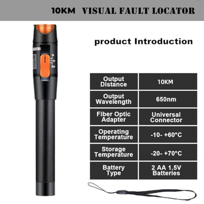 Visual Fault Locator,10-20KM Fiber Optic Cable Tester Meter, VFL Red Light Pen Light Source Testers(Black) - style: 10-20KM VFL