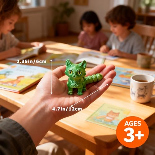 9 Pcs 3D Printed Cat Collection with Moving Joints, 3D Printed Kitty Figurines Bulk, Kawaii Cat Miniature Desk Toys, Small Animal Toys for Easter Egg Fillers, Flexible Fidget Toys for Kids - color: 9pcs Cat