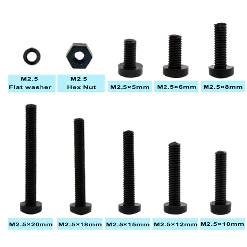 Metric M2.5 Black Nylon Phillips Pan-Head Screws, Nuts & Washers Kit - color: Black-M2.5