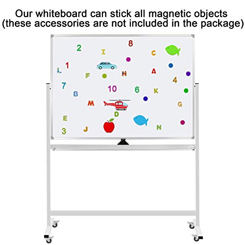 Mobile Whiteboard on Wheels, 48"x36" Double-Sided Magnetic Dry Erase Board - Flipchart Easel for Office, Classroom & Home, Rolling Stand with Easy Flip Feature - size: 48"W x 36"H
